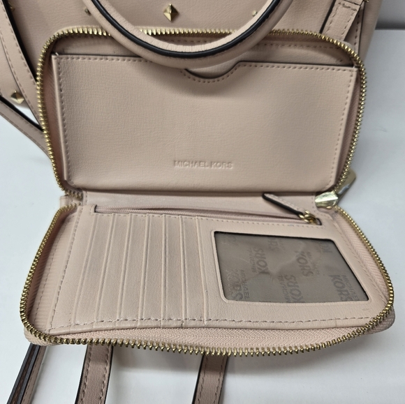 Michael Kors Ellis Leather Studded Satchel Purse With Crossbody Strap/wallet - Picture 9 of 16